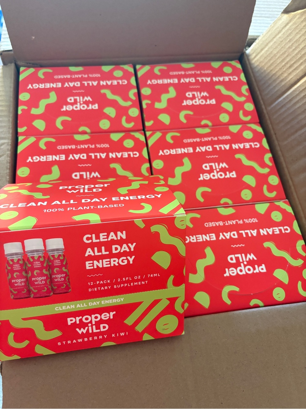 Case of 72 Proper Wild Clean All Day Energy - Strawberry Kiwi (Red)